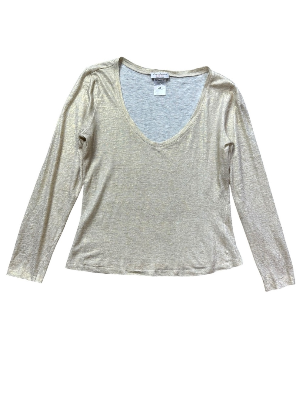Gran Sasso Gold Linen Long Sleep Top size IT 44
